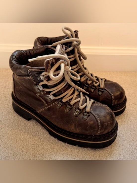 Aldo Shoes - VTG Y2K- Real *Steel Tip/Hiking Lace-Up Work Boots-Leather